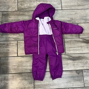 Toddler girl Columbia snow jacket and bib set pants
